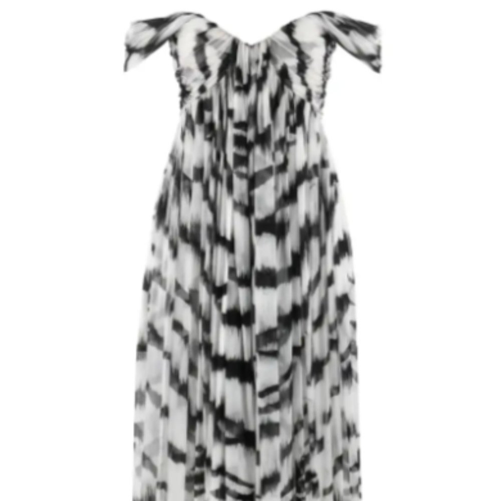 Alexander Mcqueen black and white (tiger) silk chiffon gown